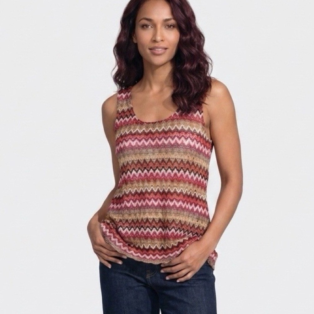 Lovemarks Women Size Small Multicolor Zig Zag Knit Tank‎ Top Made in USA